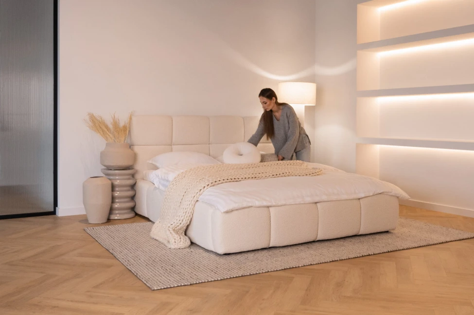 Postel Auro 160x200, látka LEGEND 01, kovový rám