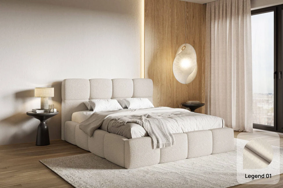 Postel Auro 160x200, látka LEGEND 01, kovový rám