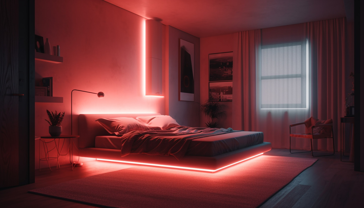 Podsvícená LED postel v ložnici: Moderní design i pohodlí